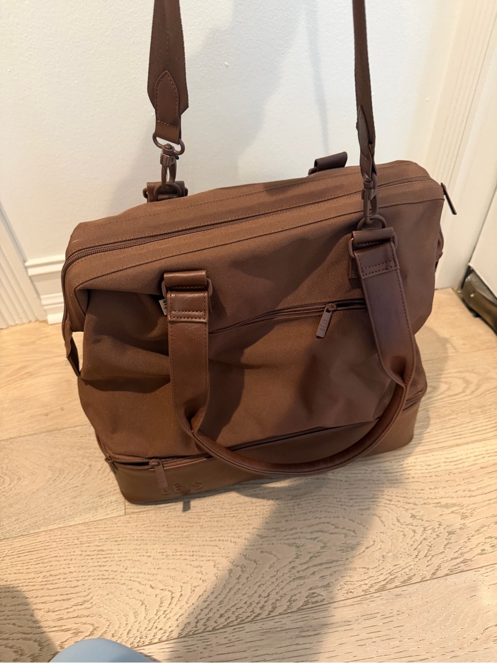 BEIS Brown Travel Briefcase with Adjustable Shoulder Strap